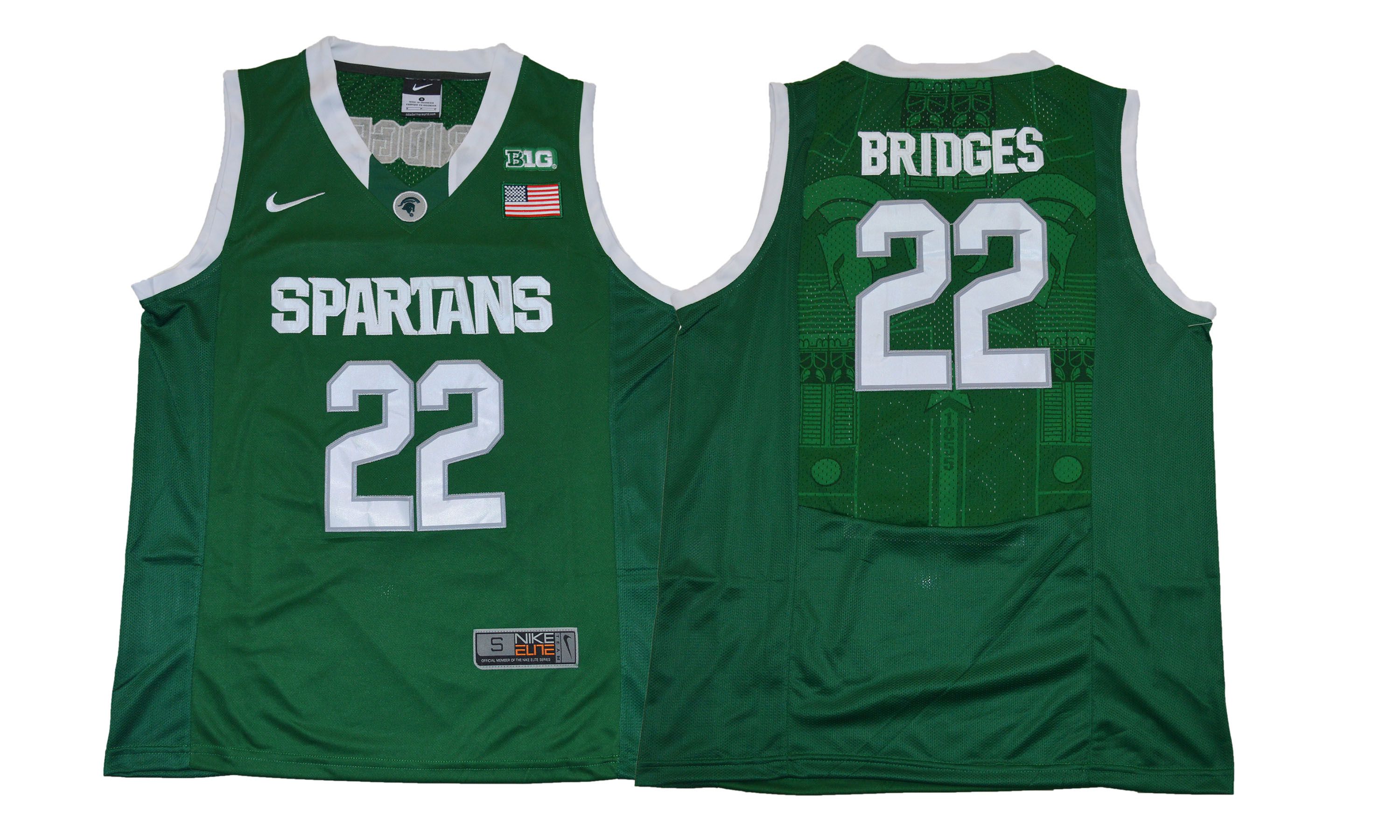 Men Michigan State Spartans #22 Bridges Green Nike NCAA Jerseys->->NCAA Jersey